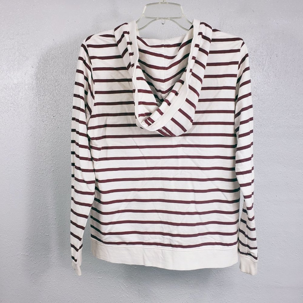 CCC Women's White Button Down Stripped Lightweight Sweater Coat Jacket Hoodie - Picture 6 of 11